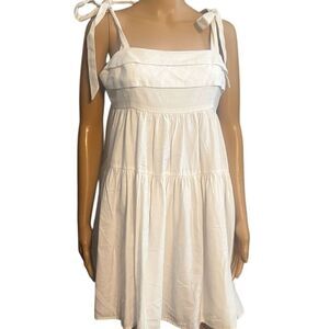 Idem Ditto Women's White Tiered A-Line Midi Dress Size L